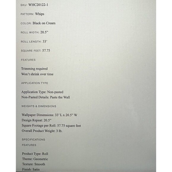 Susan Hable for Soicher Marin Anthropologie "Whips" Wallpaper Roll 33' x 20.5" - Picture 6 of 7